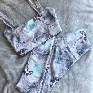 DYI matching leggings and sports bra pastel print
